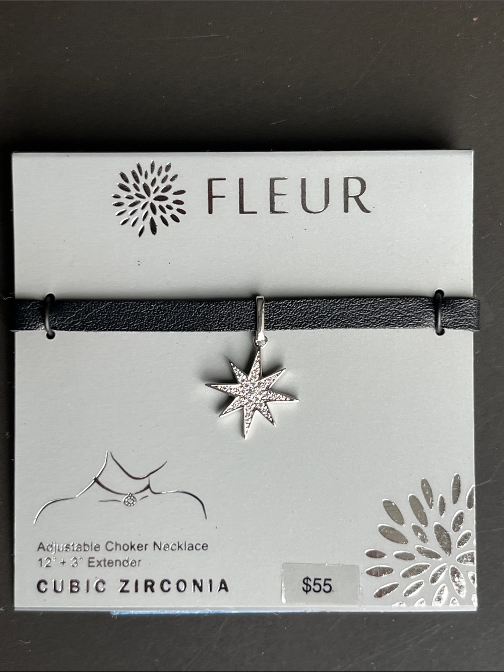 Fleur Black Starburst Cubic Zirconia Choker Necklace